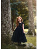 Black Sequin Tulle Curly Hem Flower Girl Dress